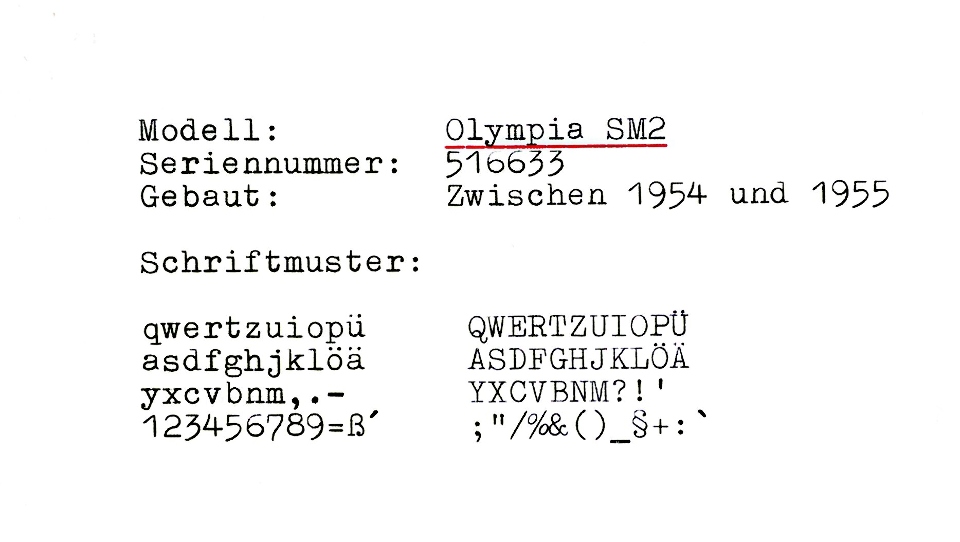 Schriftmuster meiner Olympia SM2